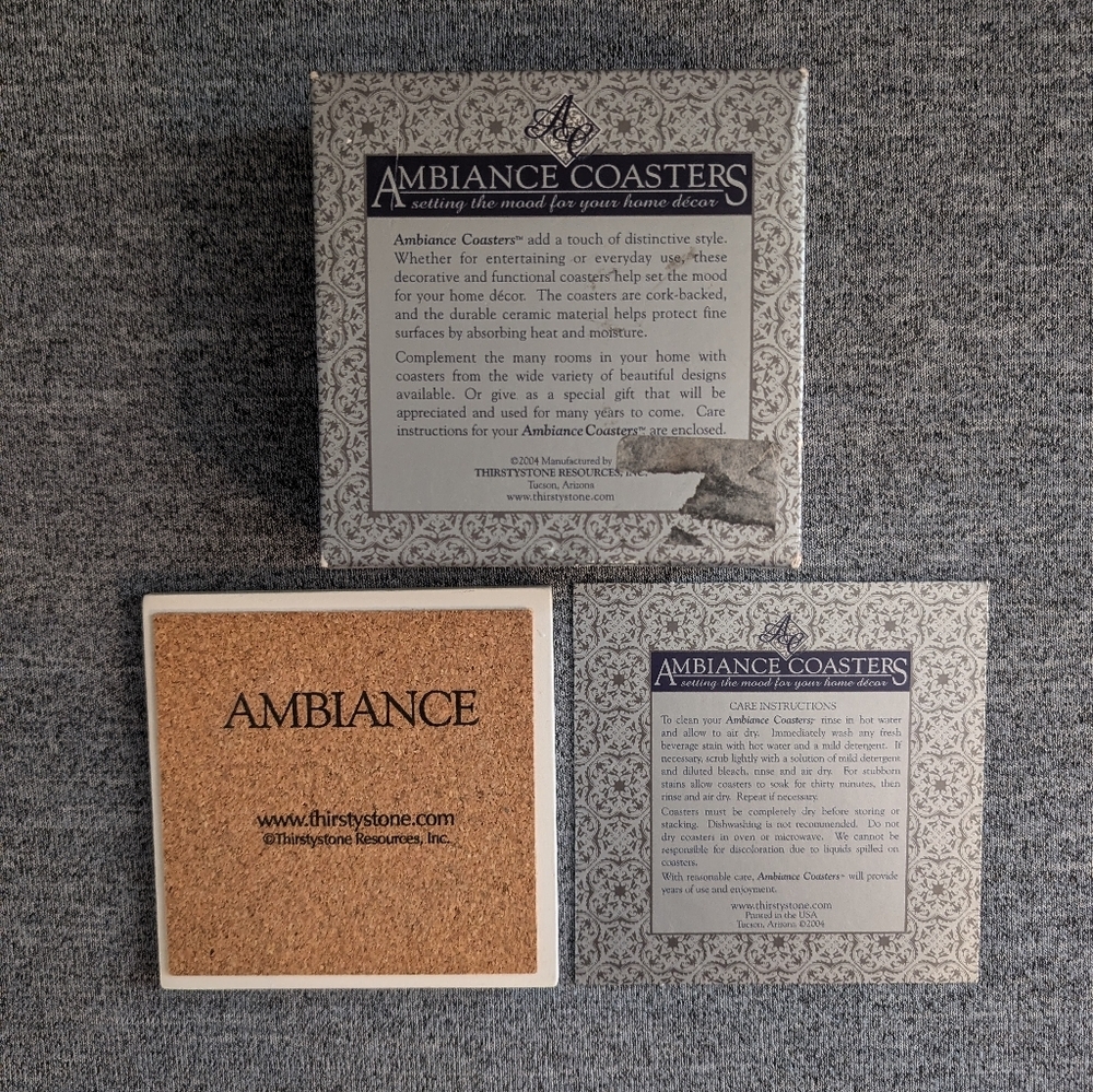 Thirstystone, White/Black Ambiance Coasters with Geometric/Floral Design - Picture 2 of 3